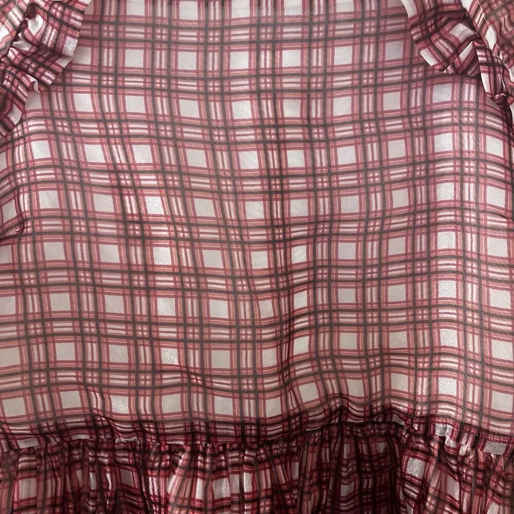 Crewcuts J.Crew Girl's Fairy-Tale Dress in Organza Plaid Ivory Vibrant Flame 12